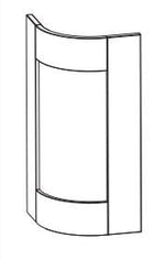 Line drawing of a white external curved door with a simple design