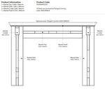 Technical drawing of a Cartmel mantel kit with dimensions and product codes.