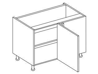 A line drawing of a 800mm double base unit with a 400mm door and adjustable legs, indicating the product's dimensions and design.