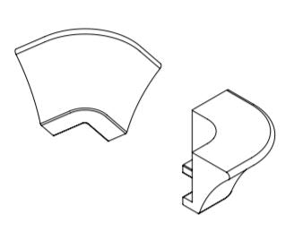 Line drawing of curved cornice blocks.