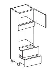 Illustration of a double oven unit with two drawers.