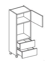 Technical drawing of a double oven unit with two drawers.