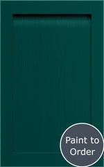 Grantham Amazon Green cabinet door with 'Paint to Order' label.
