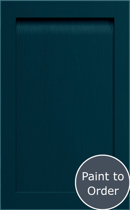 Grantham Indigo Blue cabinet door with 'Paint to Order' label.