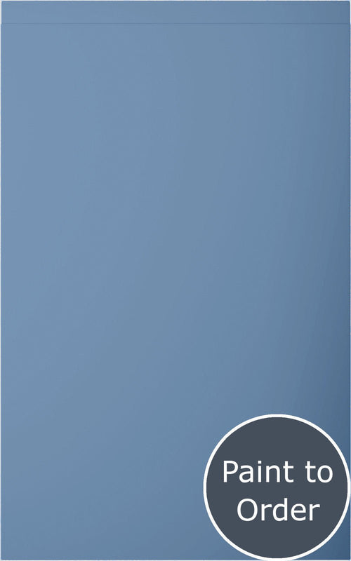 Lucente Matt Smoke Blue door with 'Paint to Order' text in a circular badge.