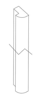 Line drawing of a curved end post.