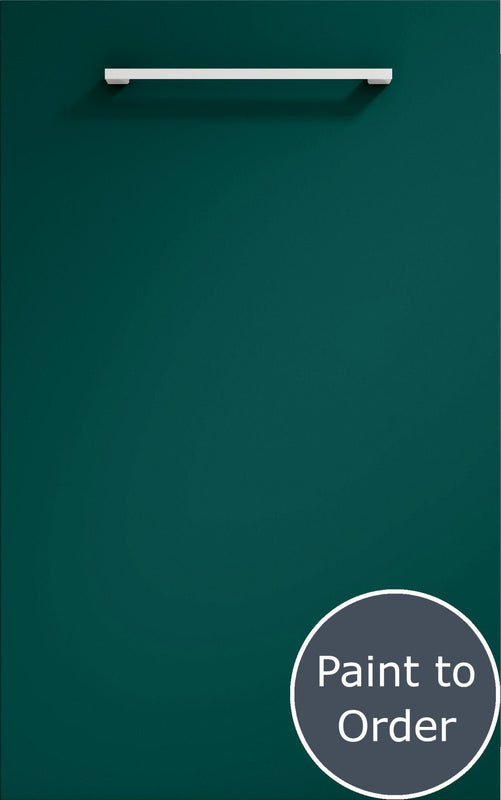 Vivo matt amazon green door with silver handle. Labelled 'Paint to order'.